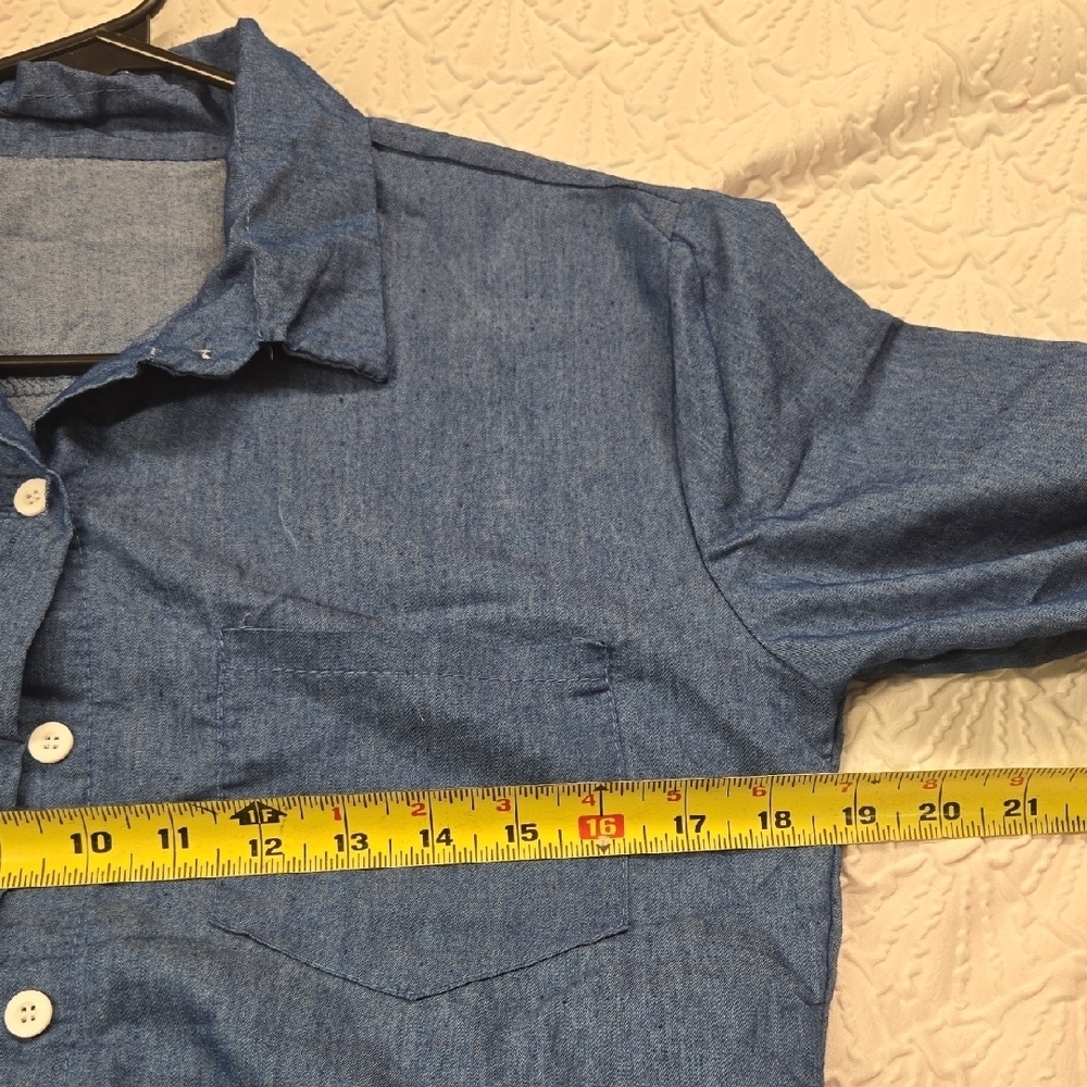 3/$10 Navy Button-Up Midi Dress With Pockets - Picture 2 of 4